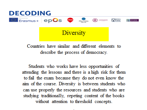 A description of diversity in the context of student bodies.